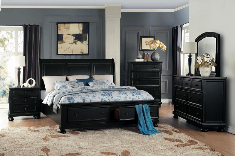 Homelegance Laurelin Queen Sleigh Platform Storage Bed in Black 1714BK-1