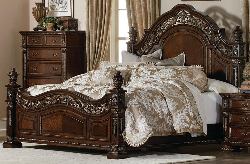 Homelegance Catalonia Queen Poster Bed in Cherry 1824-1