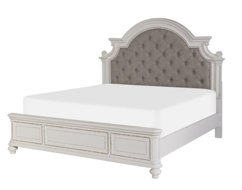 Homelegance Baylesford Queen Upholstered Panel Bed in Antique White 1624W-1*