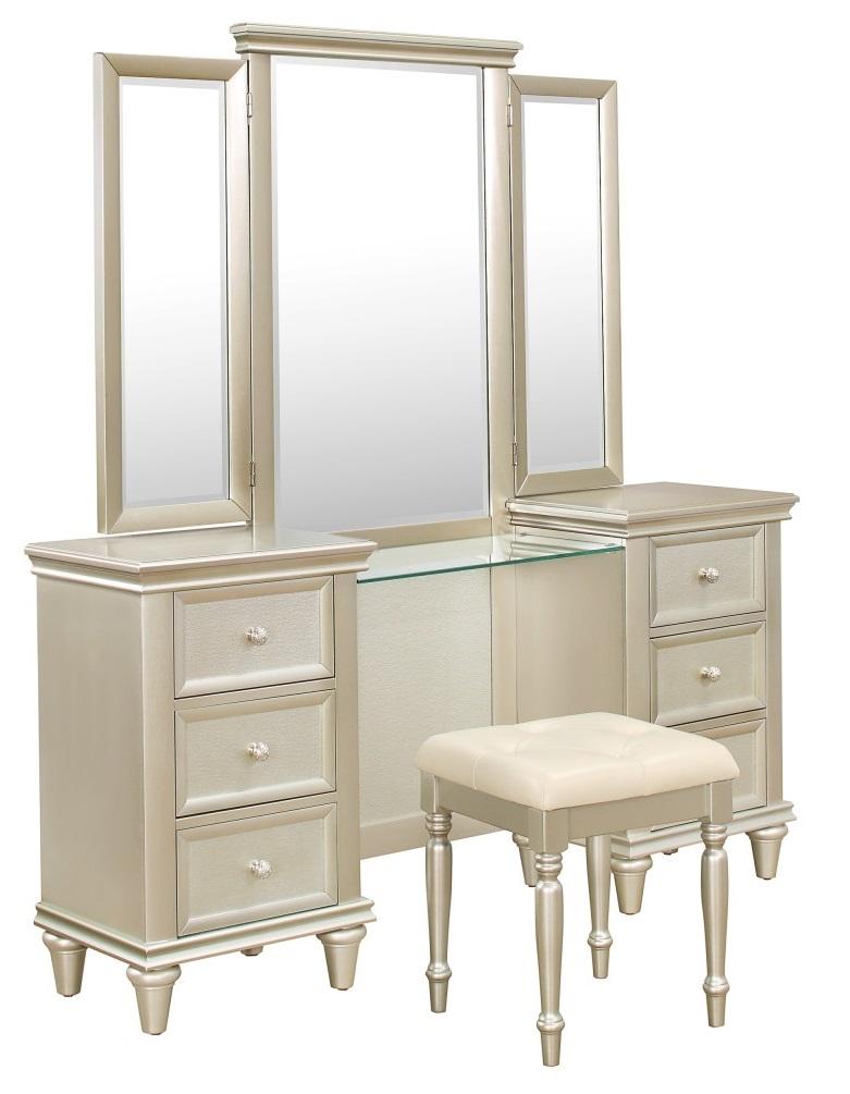 Homelegance Celandine Vanity Stool in Pearl/Silver 1928-14