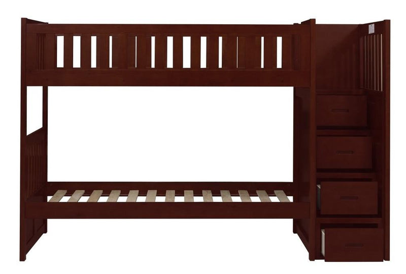 Homelegance Rowe Bunk Bed w/ Reversible Step Storage in Dark Cherry B2013SBDC-1*