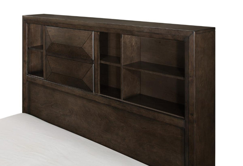 Homelegance Chesky Queen Bookcase Bed with Footboard Storage in Warm Espresso 1753-1*