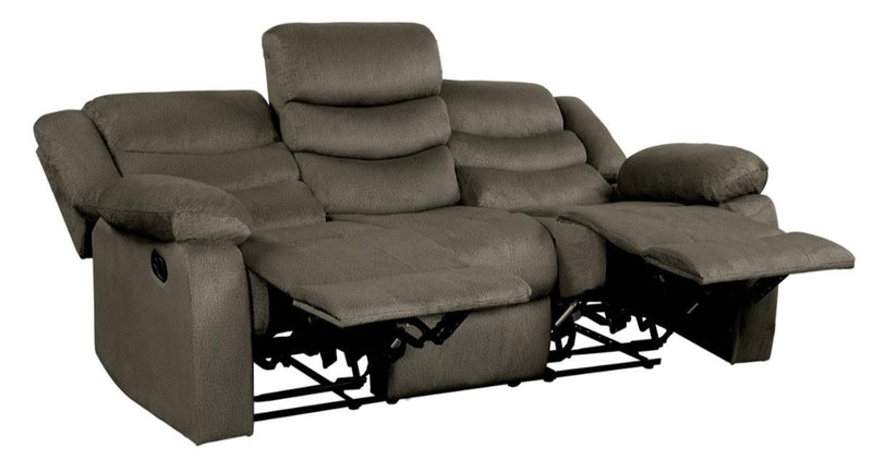 Homelegance Furniture Discus Double Reclining Sofa in Brown 9526BR-3