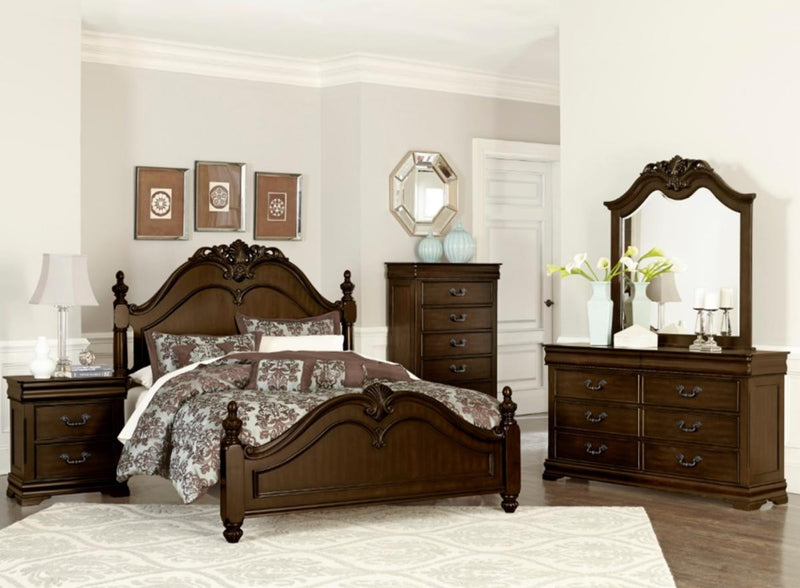 Homelegance Mont Belvieu King Panel Bed in Dark Cherry 1869K-1EK*