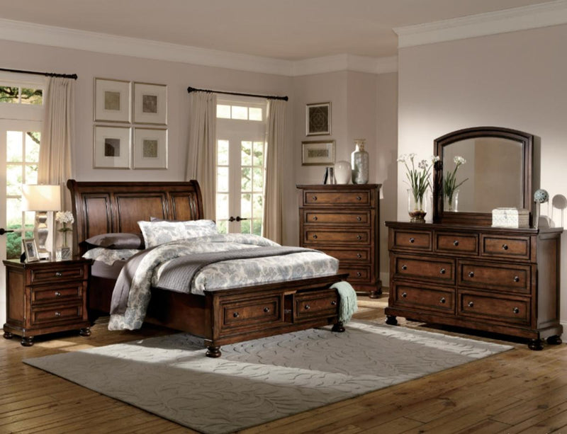 Homelegance Cumberland King Sleigh Platform Bed with Footboard Storage in Brown Cherry 2159K-1EK*