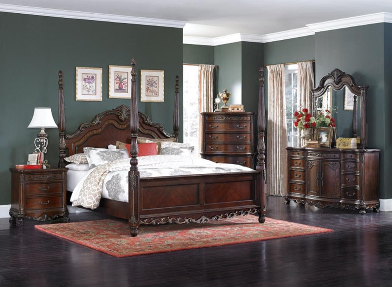 Homelegance Deryn Park Queen Poster Bed in Cherry 2243-1*