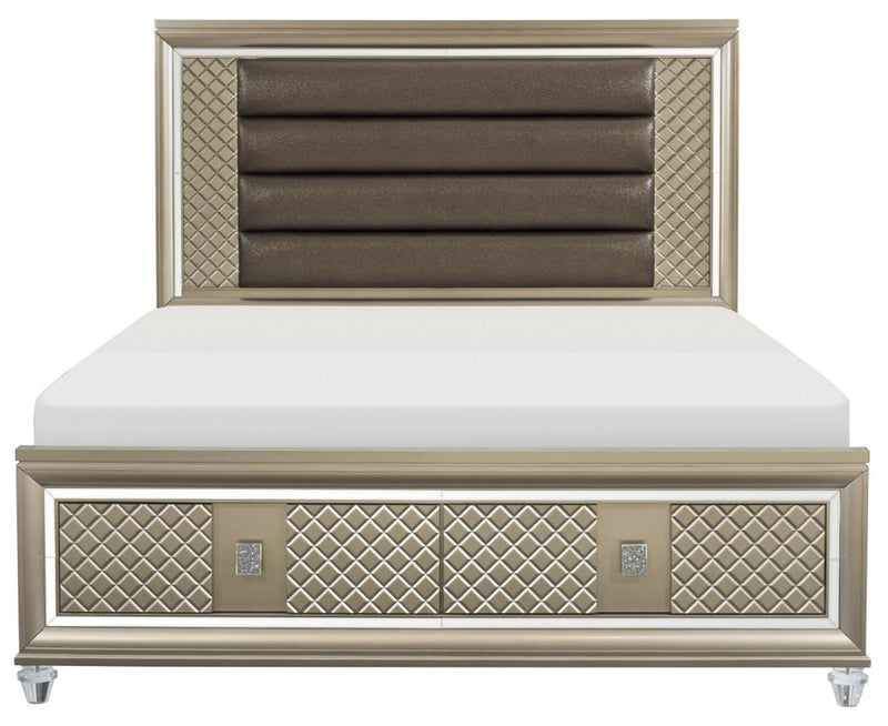 Homelegance Furniture Loudon Queen Platform with Storage Bed in Champagne Metallic 1515-1*