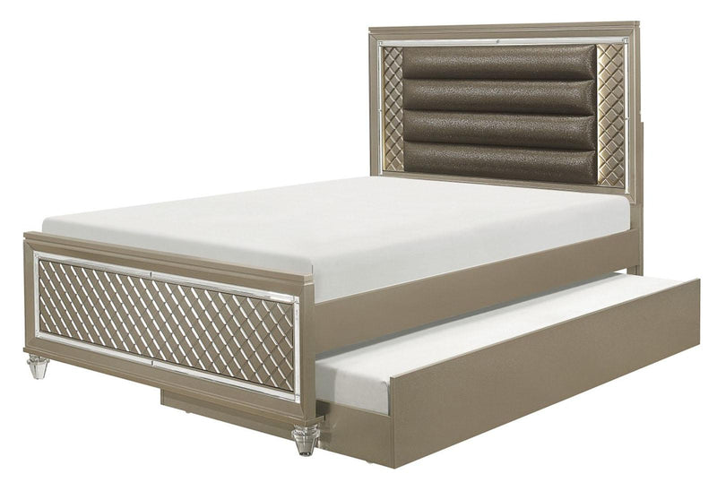 Homelegance Furniture Youth Loudon Full Platform with Trundle Bed in Champagne Metallic image