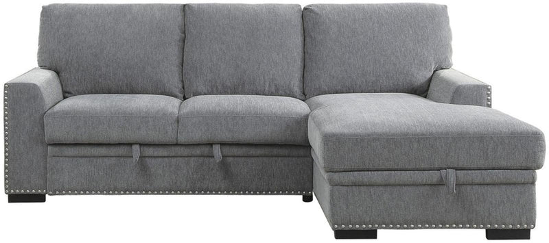 Homelegance Furniture Morelia 2pc Sectional with Pull Out Bed and Right Chaise in Dark Gray 9468DG*2RC2L