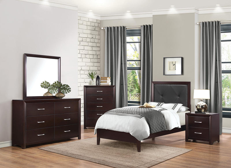 Homelegance Edina Full Panel Bed in Espresso-Hinted Cherry 2145F-1