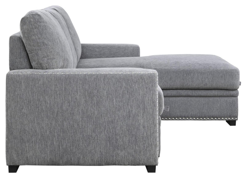 Homelegance Furniture Morelia 2pc Sectional with Pull Out Bed and Right Chaise in Dark Gray 9468DG*2RC2L