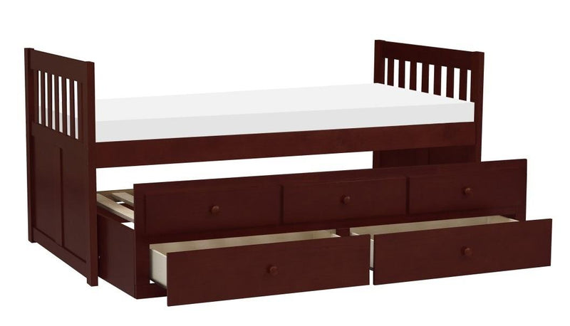 Homelegance Rowe Twin/Twin Trundle Bed w/ Two Storage Drawers in Dark Cherry B2013PRDC-1*