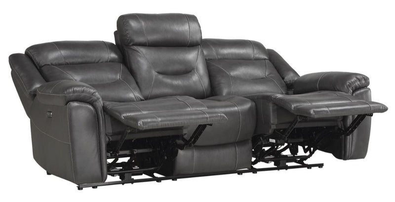 Danio Power Double Reclining Sofa with Power Headrests in Dark Gray 9528DGY-3PWH