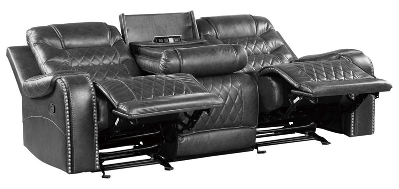 Putnam Double Reclining Sofa with Drop-Down in Gray 9405GY-3