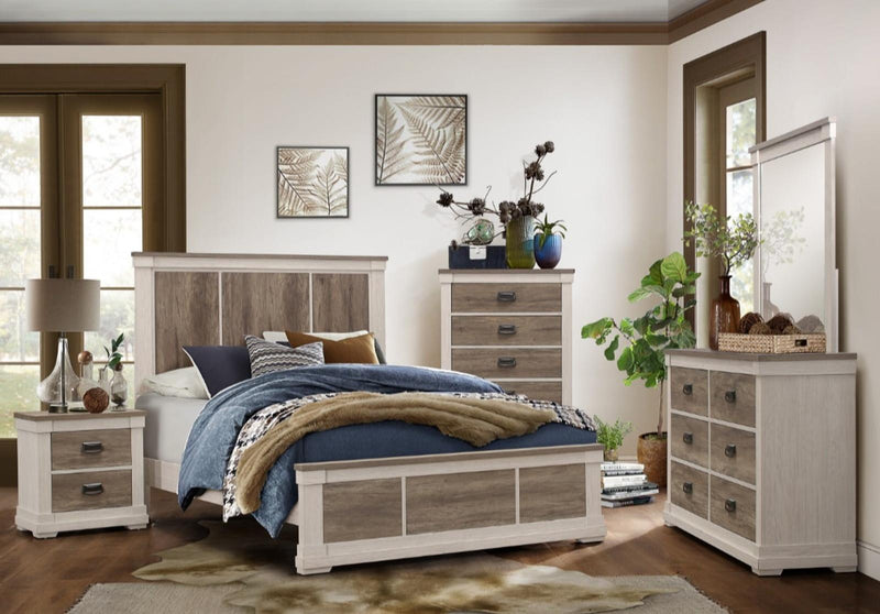 Arcadia King Panel Bed in White & Weathered Gray 1677K-1EK*