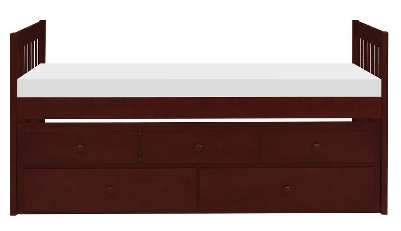 Homelegance Rowe Twin/Twin Trundle Bed w/ Two Storage Drawers in Dark Cherry B2013PRDC-1* image