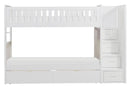 Galen Bunk Bed w/ Reversible Step Storage and Storage Boxes in White B2053SBW-1*T