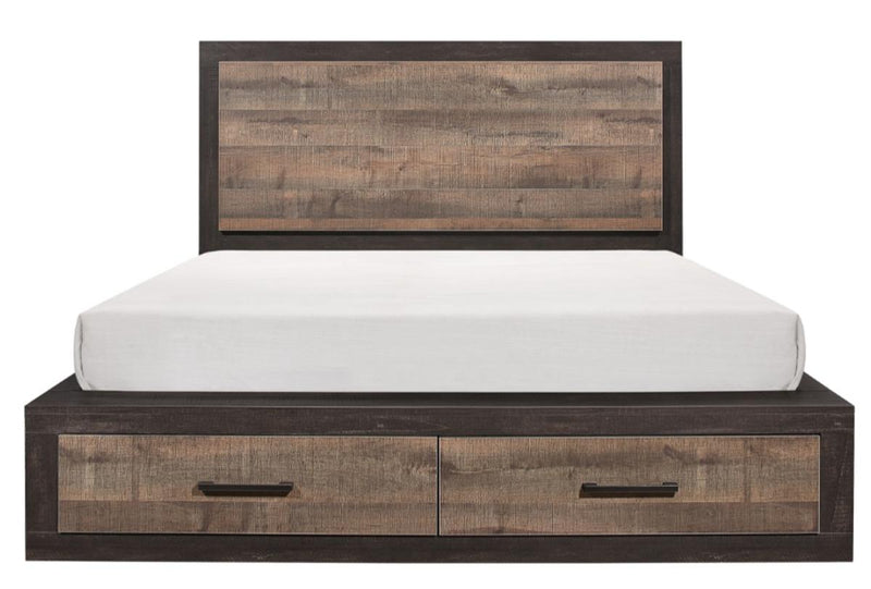 Miter King Platform Bed with Footboard Storage in Rustin Mahogany & Dark Ebony 1762K-1EK* image