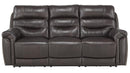 Lance Power Double Reclining Sofa with Power Headrests in Brown 9527BRW-3PWH