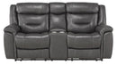 Danio Power Double Reclining Loveseat with Power Headrests in Dark Gray 9528DGY-2PWH