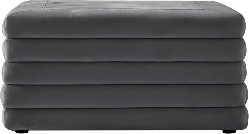 Lorenzo Grey Velvet Ottoman