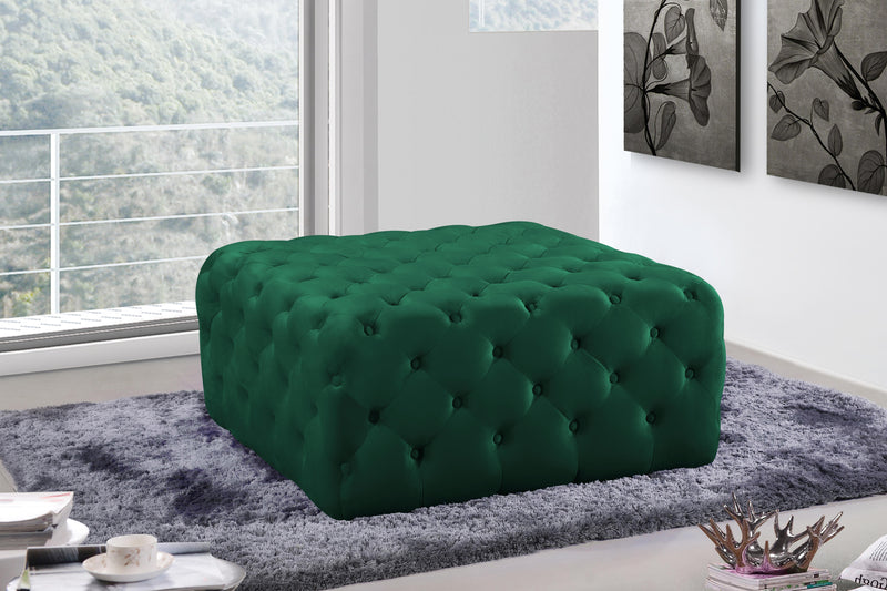 Ariel Green Velvet Ottoman/Bench