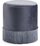 Teddy Grey Velvet Ottoman/Stool