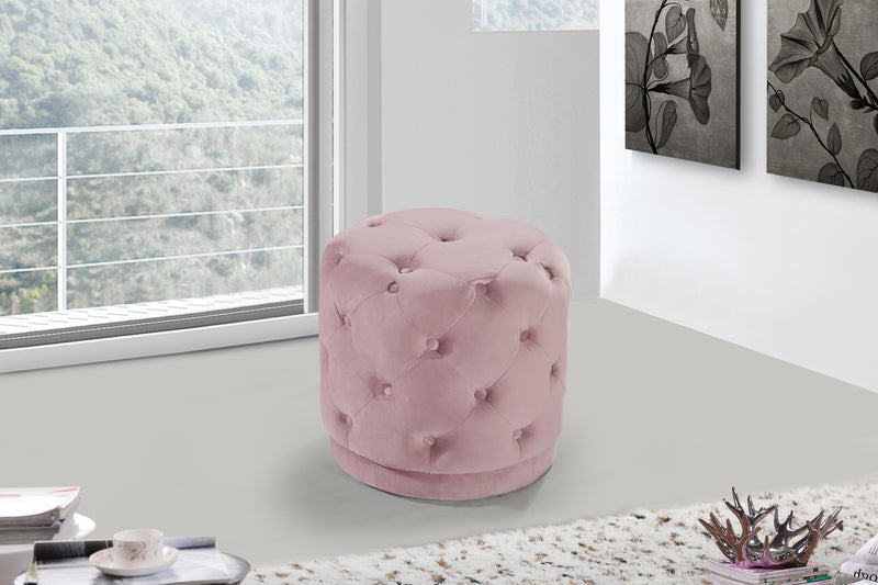 Harper Pink Velvet Ottoman/Stool