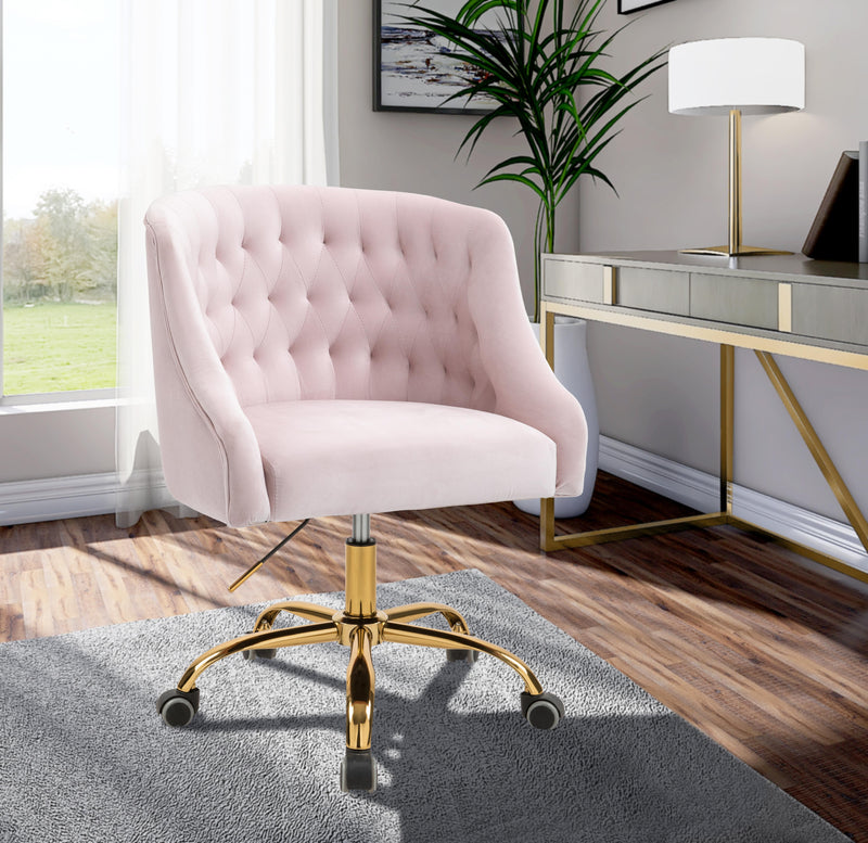 Arden Pink Velvet Office Chair