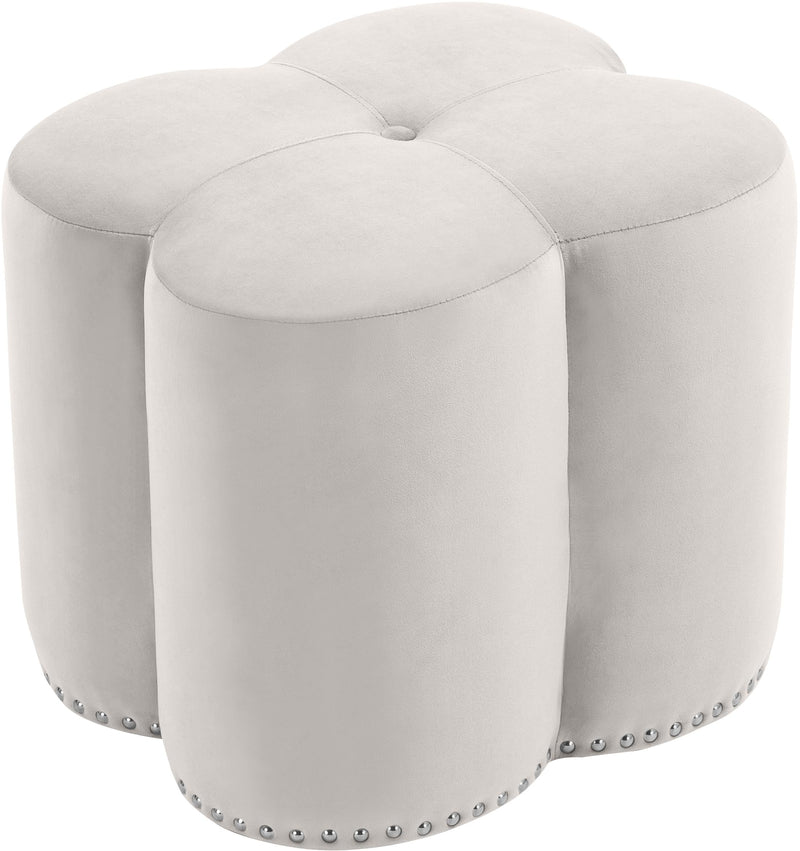 Clover Cream Velvet Ottoman image