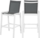 Nizuc Grey Mesh Waterproof Fabric Outdoor Patio Aluminum Mesh Barstool