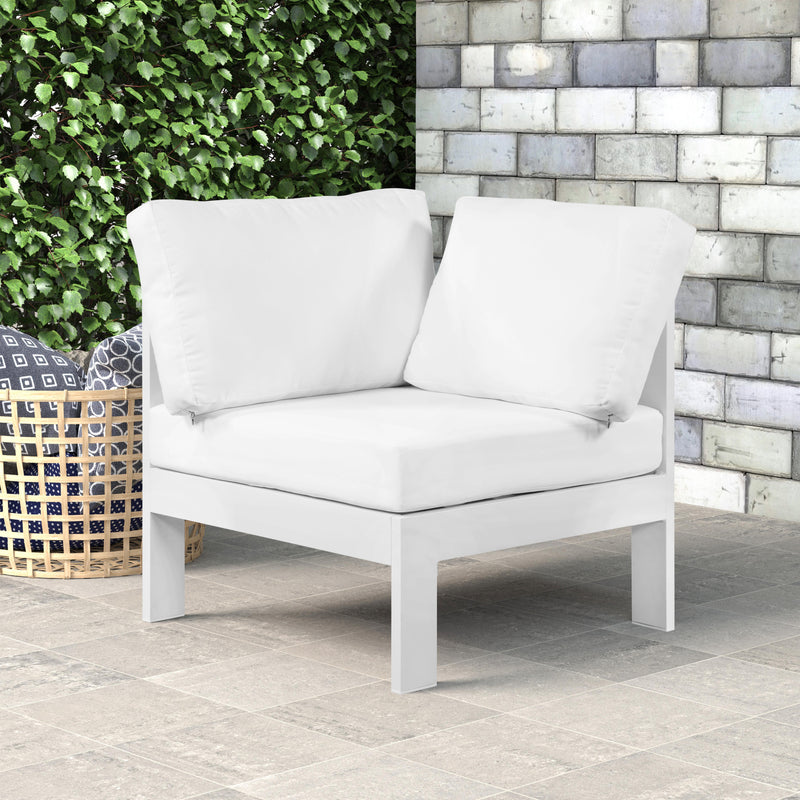 Nizuc White Waterproof Fabric Outdoor Patio Aluminum Corner Chair