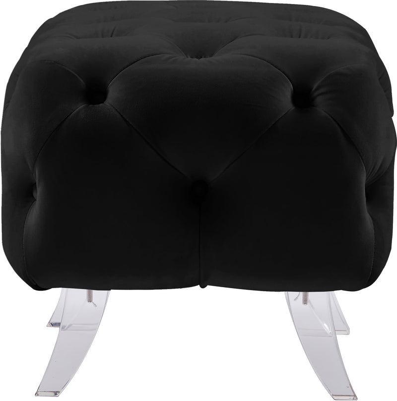 Crescent Black Velvet Ottoman