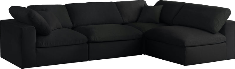 Serene Black Linen Fabric Deluxe Cloud Modular Sectional