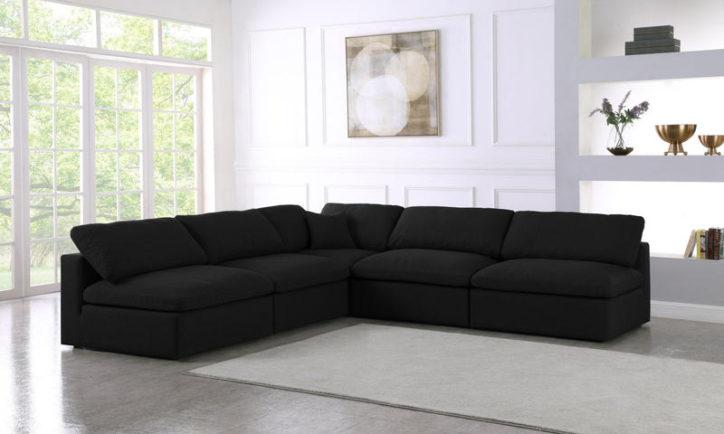 Serene Black Linen Fabric Deluxe Cloud Modular Sectional