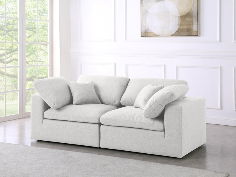 Serene Cream Linen Fabric Deluxe Cloud Modular Sofa