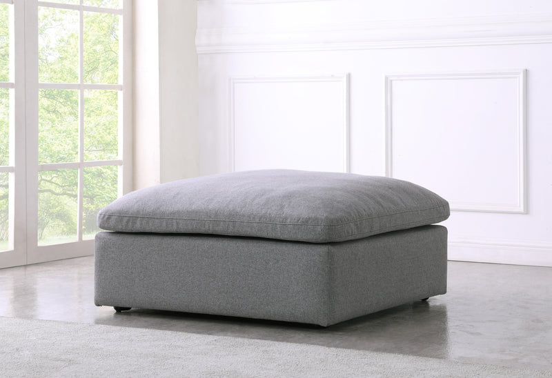 Serene Grey Linen Fabric Deluxe Cloud Ottoman