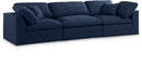 Serene Navy Linen Fabric Deluxe Cloud Modular Sofa