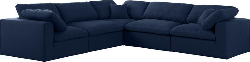 Serene Navy Linen Fabric Deluxe Cloud Modular Sectional