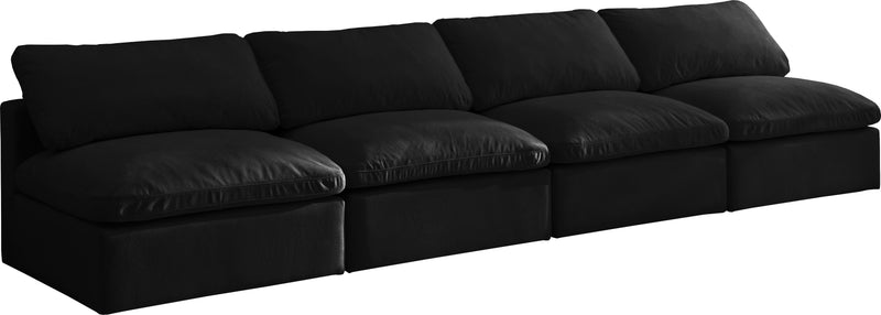 Plush Black Velvet Standard Cloud Modular Sofa