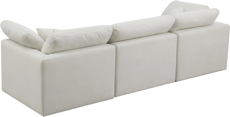 Plush Cream Velvet Standard Cloud Modular Sofa