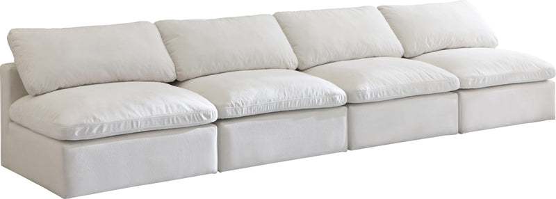 Plush Cream Velvet Standard Cloud Modular Sofa