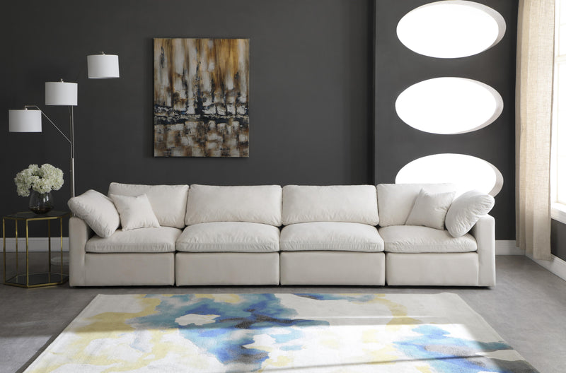 Plush Cream Velvet Standard Cloud Modular Sofa