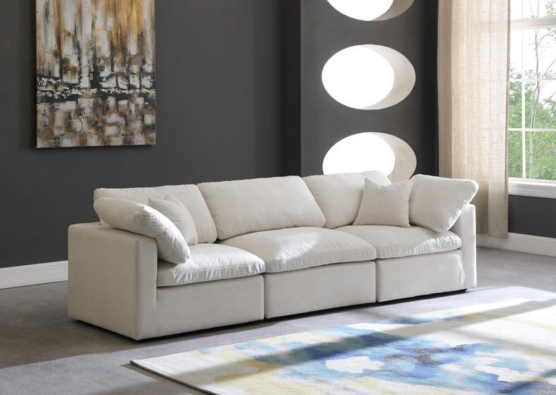 Plush Cream Velvet Standard Cloud Modular Sofa