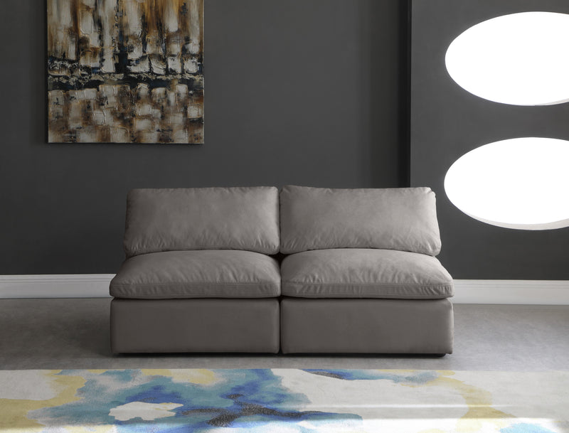 Plush Grey Velvet Standard Cloud Modular Sofa