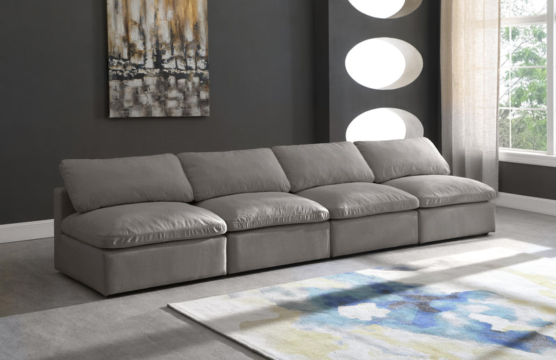 Plush Grey Velvet Standard Cloud Modular Sofa