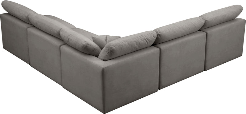 Plush Grey Velvet Standard Cloud Modular Sectional