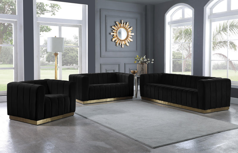 Marlon Black Velvet Loveseat