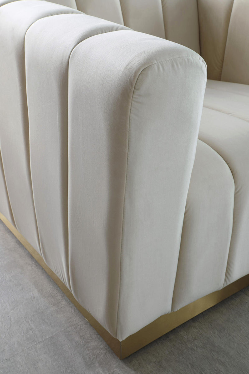 Marlon Cream Velvet Loveseat