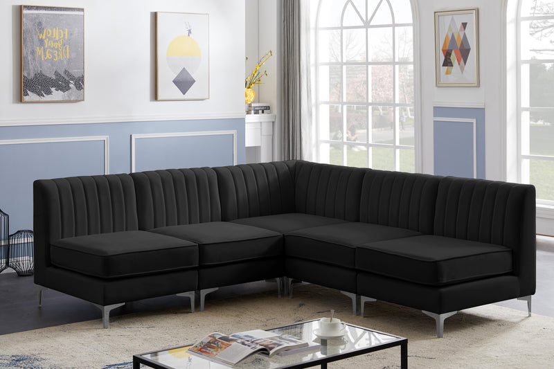 Alina Black Velvet Modular Sectional